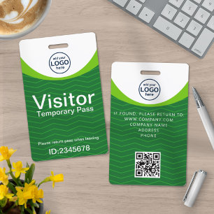 Green Corporate Visitor Pass ID QR Code Badge