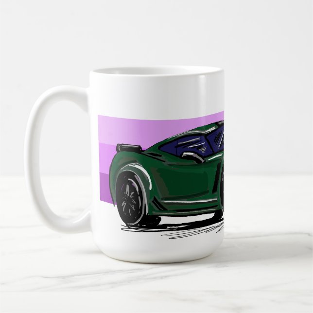 Green Corvette C7 with Purple Stripes Coffee Mug (Left)
