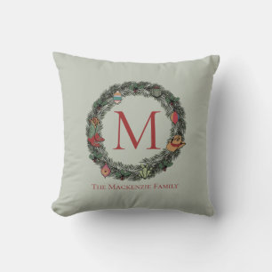 Green Country Christmas Cowboy Wreath Cushion
