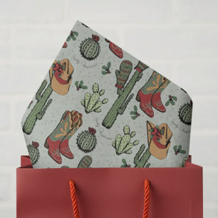 Green Country Cowboy Howdy Christmas Tissue Paper