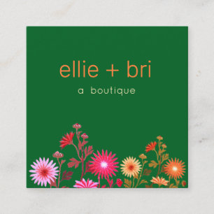 Green Country Floral Boho Boutique Stylist Square Business Card