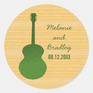 Green Country Guitar Wedding Stickers