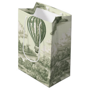Green Countryside Hot Air Balloon Toile (1) Medium Gift Bag