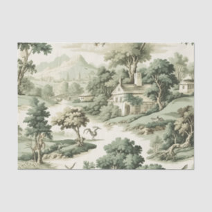 Green Countryside Hot Air Balloon Toile (8) Tissue Paper