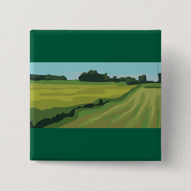 Green Countryside Landscape 15 Cm Square Badge (Front)