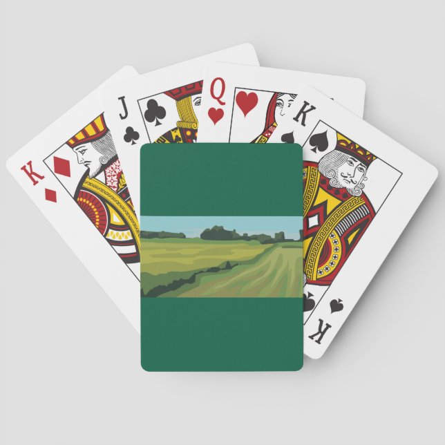 Green Countryside Landscape Playing Cards (Back)