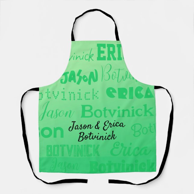 Green Couple Name Apron (Front)
