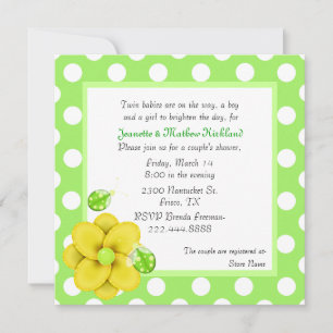Green Couple's Twins Baby Shower Invitation