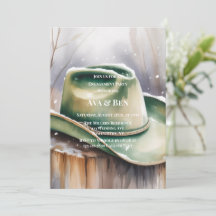 Green Cowboy Hat in Snow Engagement Party