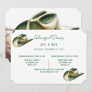 Green Cowboy Hat in Snow Rehearsal Dinner  Invitation