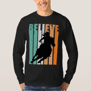 Green Cowgirls Barrel Racing Believe Vintage Distr T-Shirt