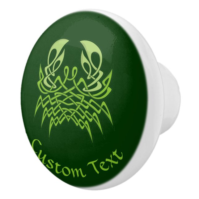 Green Crab Celtic Knot Ceramic Knob (Right)
