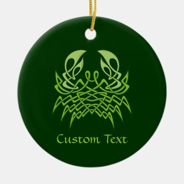 Green Crab Celtic Knot Ceramic Tree Decoration (Front)