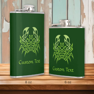Green Crab Celtic Knot Hip Flask