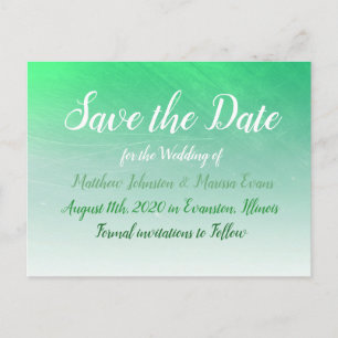 Green Crackle Personalised Save the Date Postcard