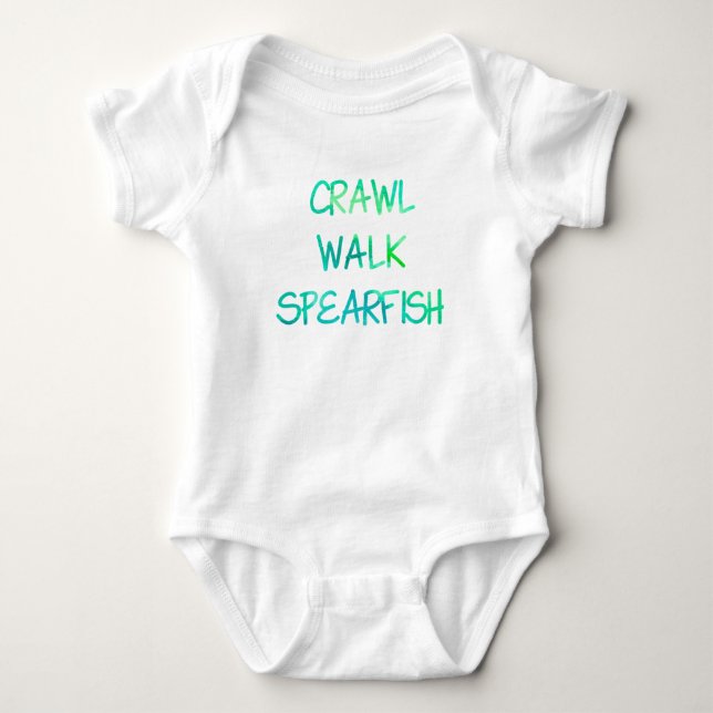 Green Crawl Walk Spearfish Baby Bodysuit (Front)