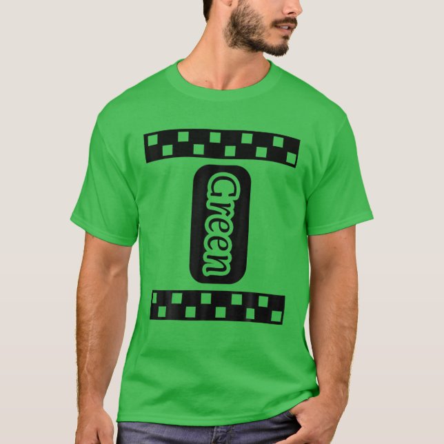 Green Crayon Halloween Crayon Costume Couple T-Shirt (Front)