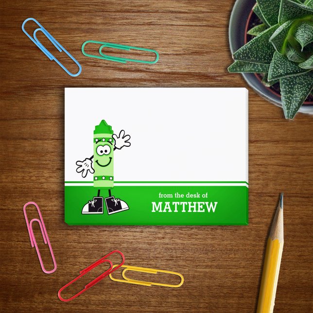Green Crayon Personalised Post-it Notes (Creator Uploaded)