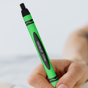 Green Crayon Teacher Black Ink Pen
