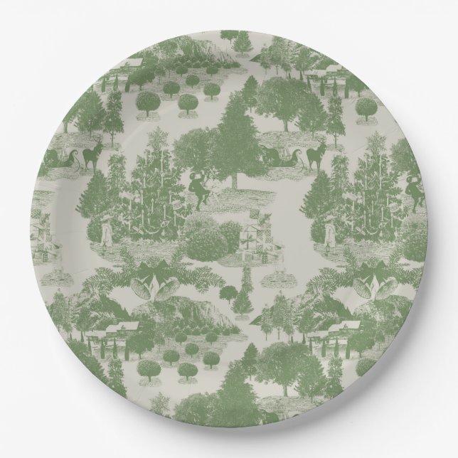 Green Cream Christmas Winter Wonderland Paper Plate (Front)