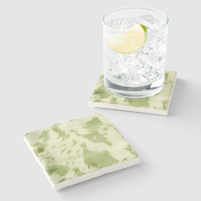 Green Cream Cowhide Stone Coaster (Side)