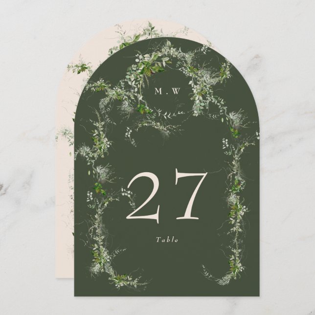 Green Cream Eucalyptus Wreath Arch Table Number (Front/Back)