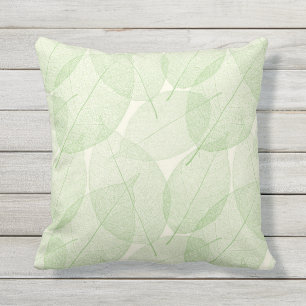 Green Cream Leaf Throw Pillow