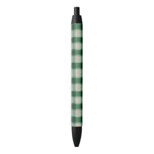Green Cream Plaid Black Ink Pen