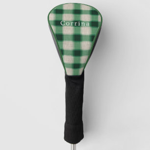 Green Cream Plaid Golf Head Cover