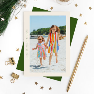 Green Cream Simple Side Ways Christmas Photo Frame Holiday Card