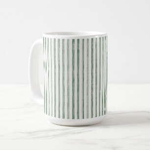 Green Cream Stripes Christmas Coffee Mug