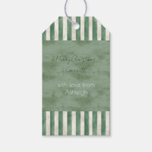 Green Cream Stripes Christmas Gift Tags