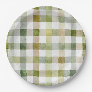 Green Cream Stripes Christmas Paper Plate