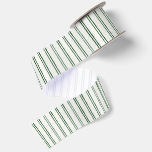 Green Cream Stripes Christmas Satin Ribbon