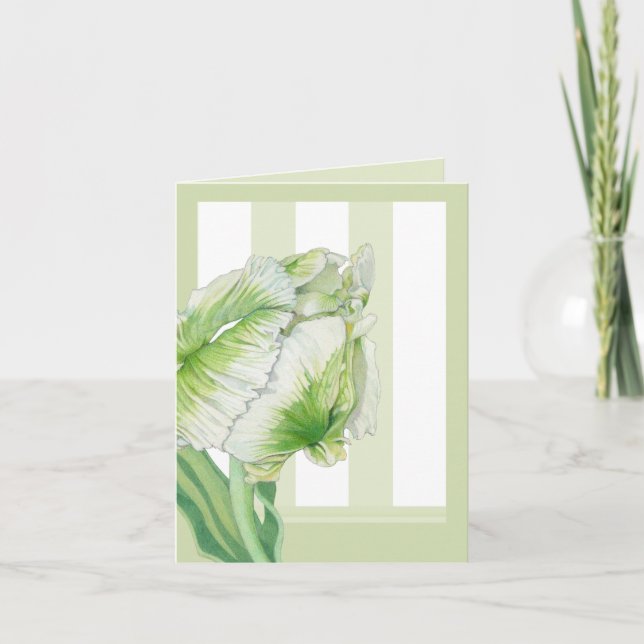 Green Cream Tulip Note Card (Front)