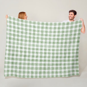 Green Cream White Plaid Fleece Blanket