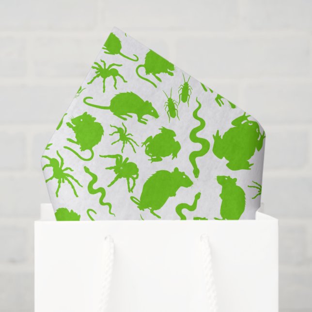 Green Creepy Crawly Critters Rats Horror Pattern Tissue Paper (Gift Bag)