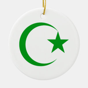 Green Crescent & Star.png Ceramic Tree Decoration