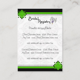 Green Crest Damask Bridal Registry Cards