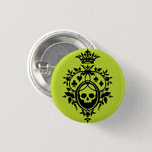 Green Crest with Skull and Cardsuits Button