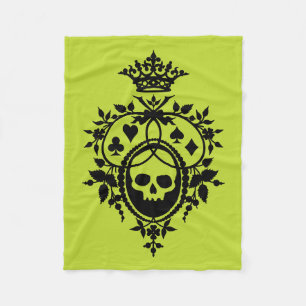 Green Crest with Skull and Cardsuits Fleece Blanke Blanket