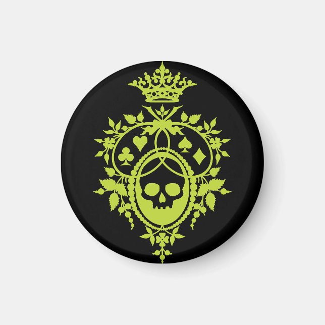 Green Crest with Skull and Cardsuits Magnet (Front)
