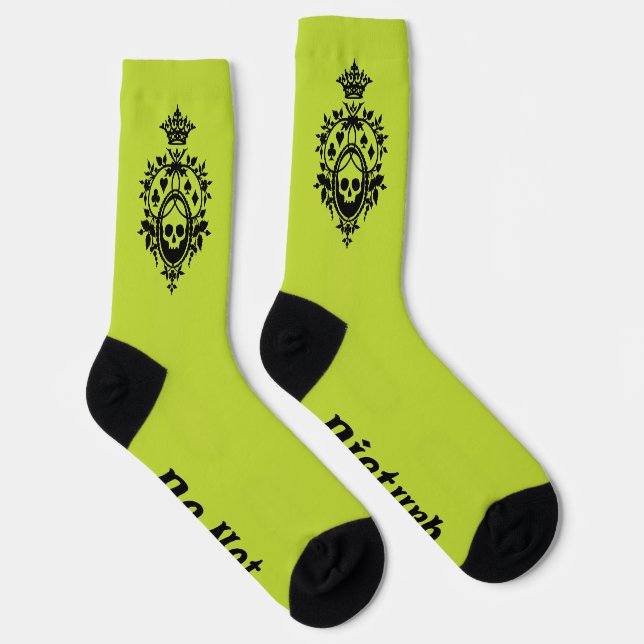 Green Crest with Skull and Cardsuits Socks (Right)