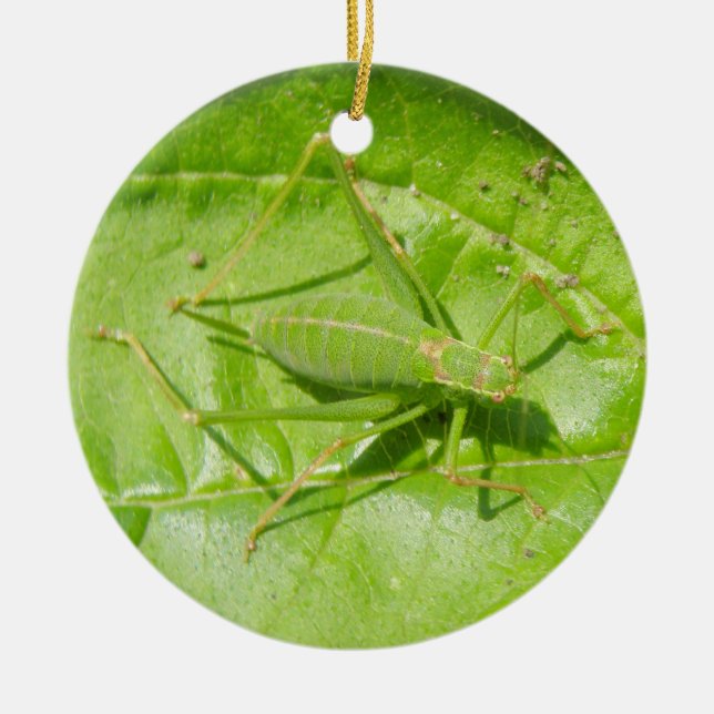 Green Cricket Camouflage Custom Birthday Ceramic Tree Decoration (Front)