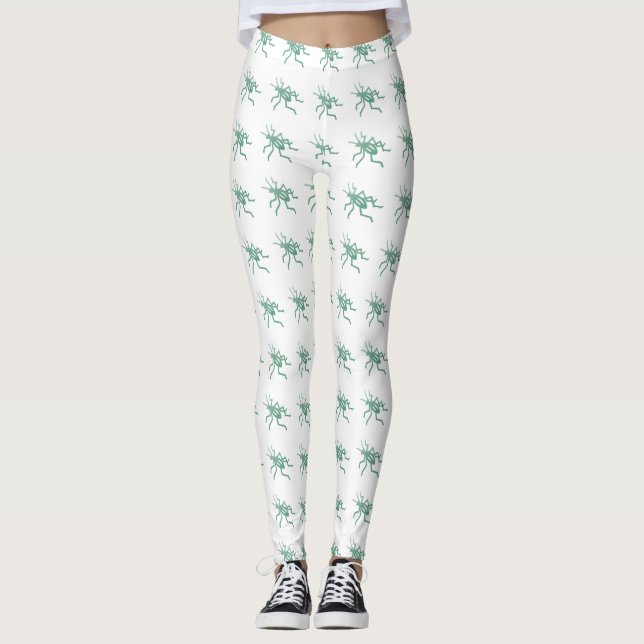 Green Crickets on White Leggings (Front)