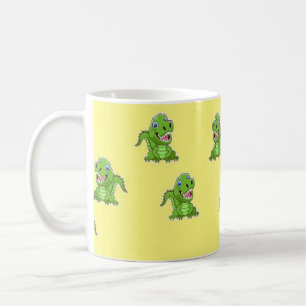 Green crocodiles on yellow coffee mug