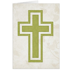 Green Cross 3 Blank Christian Greeting Card