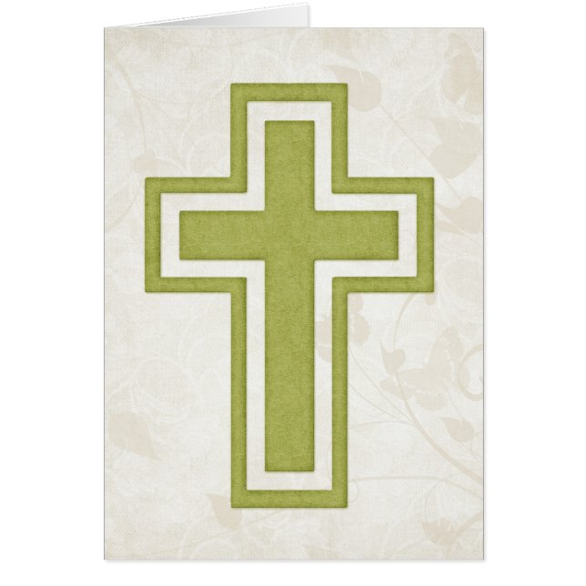 Green Cross 3 Blank Christian Greeting Card (Front)