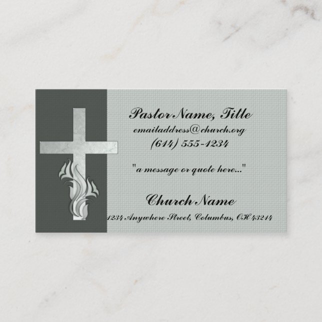Green Cross Church Minister Business Card (Front)