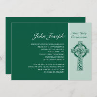 Green Cross First Holy Communion Invitation